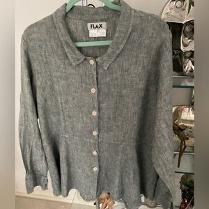 Flax Heathered Gray Linen Blouse